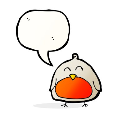 Komik karikatür noel robin konuşma balonu ile