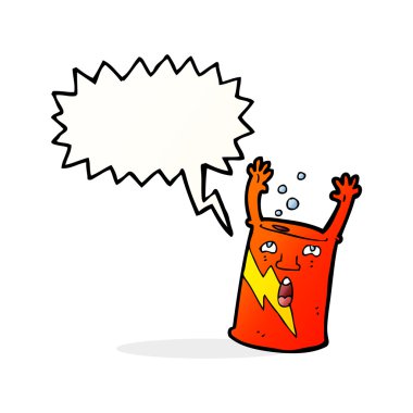 Konuşma baloncuklu çizgi film soda kutusu karakteri