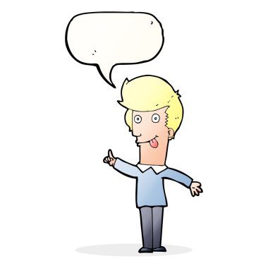 karikatür komik adam fikir ile konuşma balonu