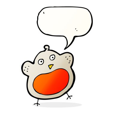 Komik karikatür noel robin konuşma balonu ile