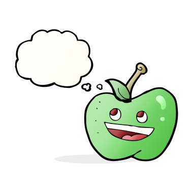 Düşünce baloncuklu çizgi film elması