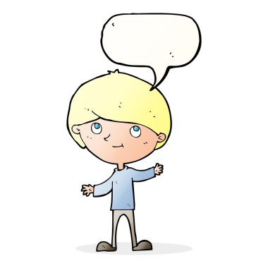 çizgi film mutlu çocuk konuşma balonu ile