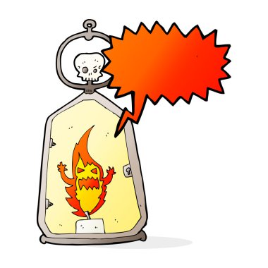 Konuşma baloncuklu karikatürlü ürkütücü fener