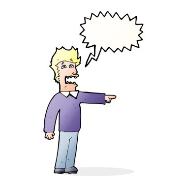 konuşma balonu ile suçlayarak çizgi film adam