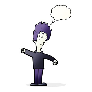 Düşünce baloncuğu olan vampir adam.