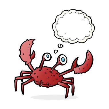 Düşünce baloncuklu çizgi film yengeci