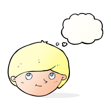 çizgi film mutlu adam düşünce baloncuğu ile