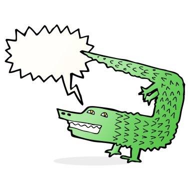 Konuşma baloncuklu çizgi film timsahı