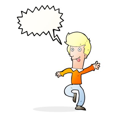 Çizgi film adamı konuşma balonuyla dans ediyor.