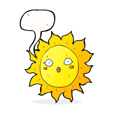 Konuşma baloncuklu çizgi film güneşi
