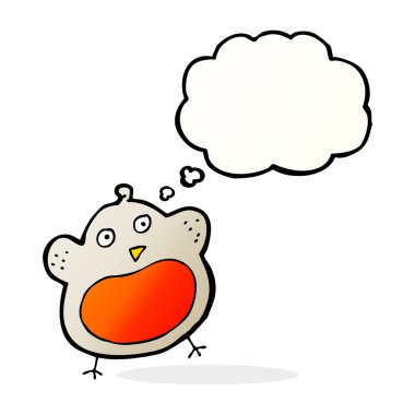 Düşünce baloncuklu komik karikatür noel robini