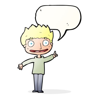 çizgi film mutlu çocuk konuşma balonu ile