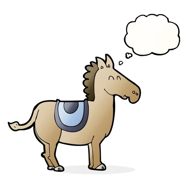 Kartun keledai dengan pikiran gelembung - Stok Vektor