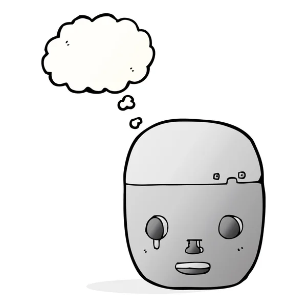 思考バブルを持つ漫画ロボットの頭 — ストックベクタ