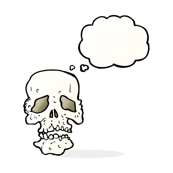 Calavera de dibujos animados con burbuja de pensamiento — Vector de stock