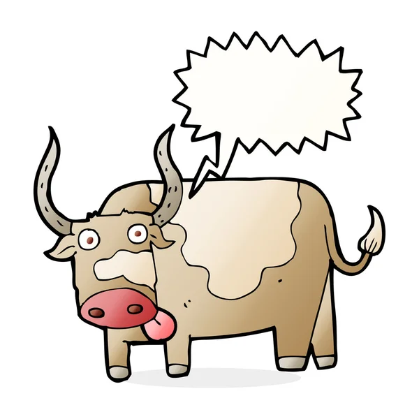 Toro de dibujos animados con burbuja de habla — Vector de stock