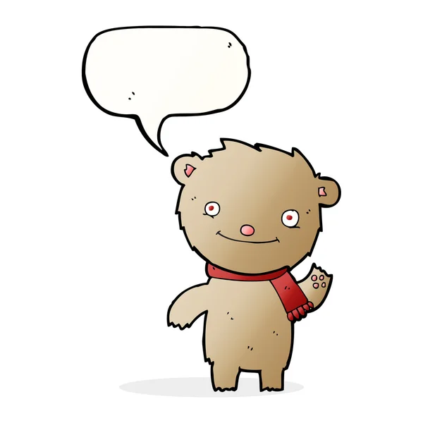 Kreslený roztomilý medvídek s bublinou řeči — Stockový vektor