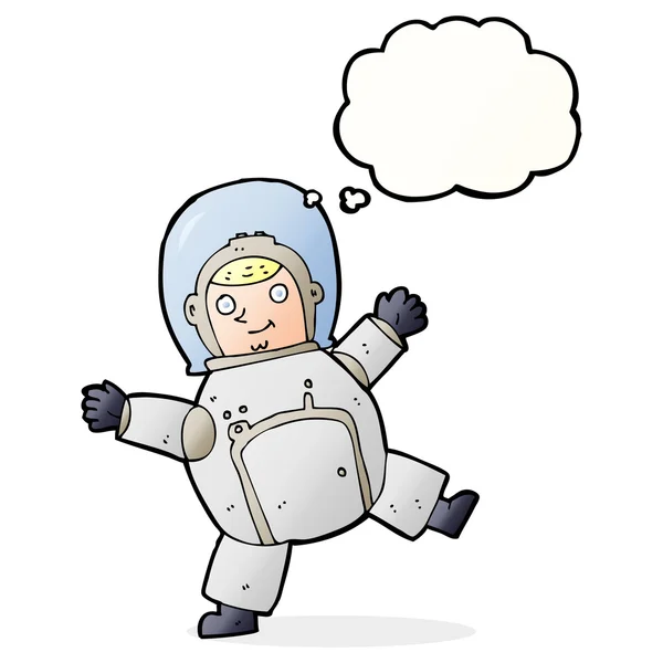 Astronauta cartoon com bolha de pensamento — Vetor de Stock