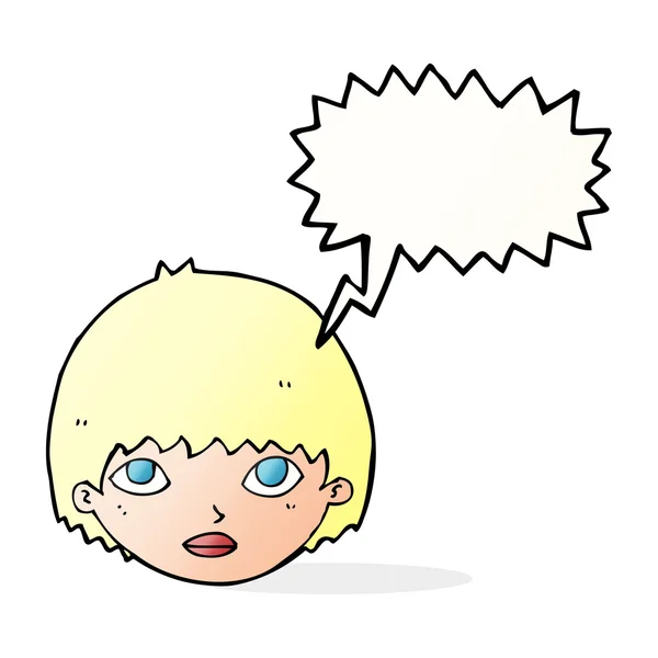 Fille de dessin animé regardant avec bulle de parole — Image vectorielle
