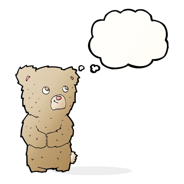 Cartoon teddy bear with thought bubble — Stock Vector