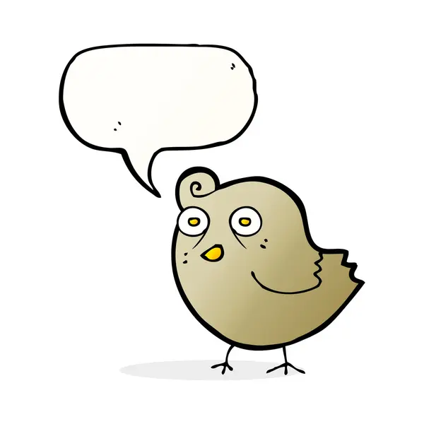 Pássaro de desenho animado engraçado com bolha de fala — Vetor de Stock