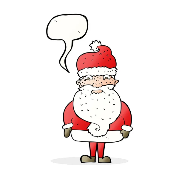 Cartone animato scontroso Babbo Natale con bolla discorso — Vettoriale Stock