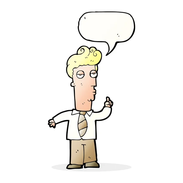 Cartoon bored man asking question with speech bubble — Stock Vector