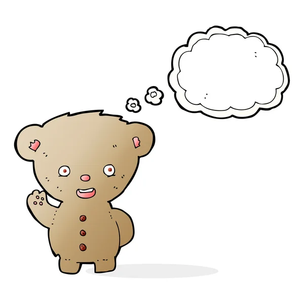 Kreslený medvídek mávající myšlenkovou bublinou — Stockový vektor