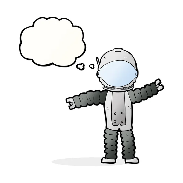 Astronauta cartone animato con bolla di pensiero — Vettoriale Stock