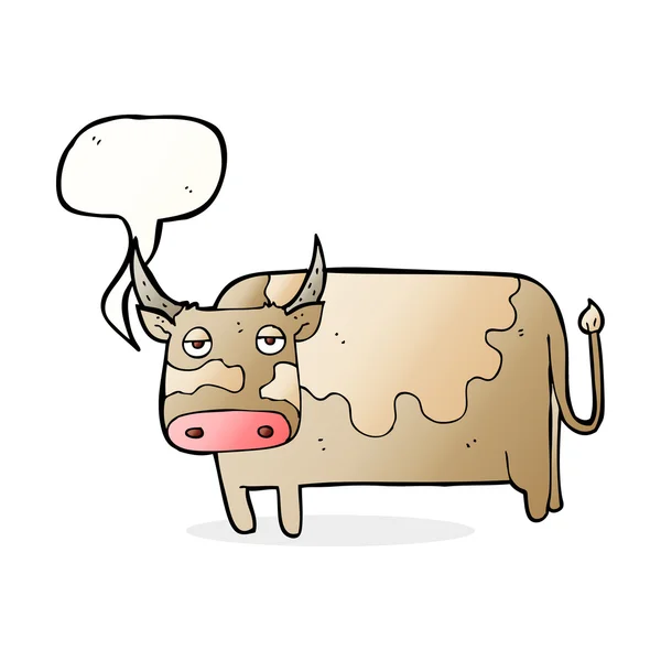 Vache dessin animé avec bulle de parole — Image vectorielle