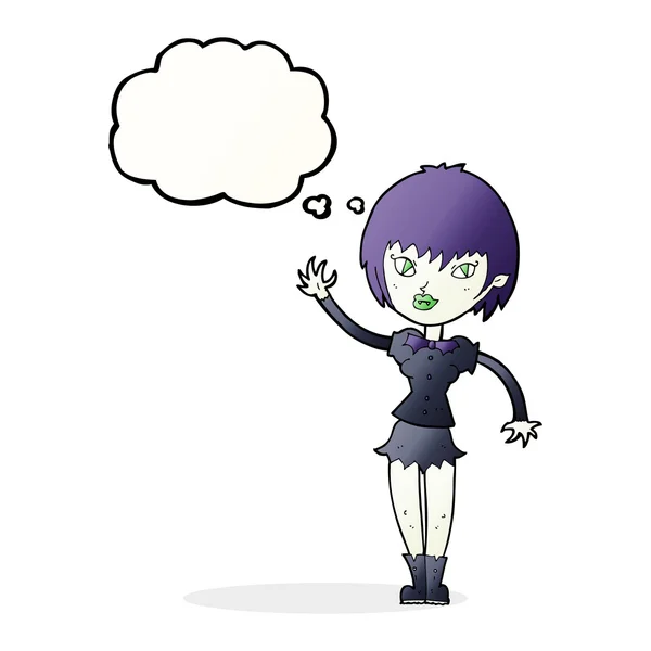 Cartoon vampire girl with thought bubble — Stock Vector