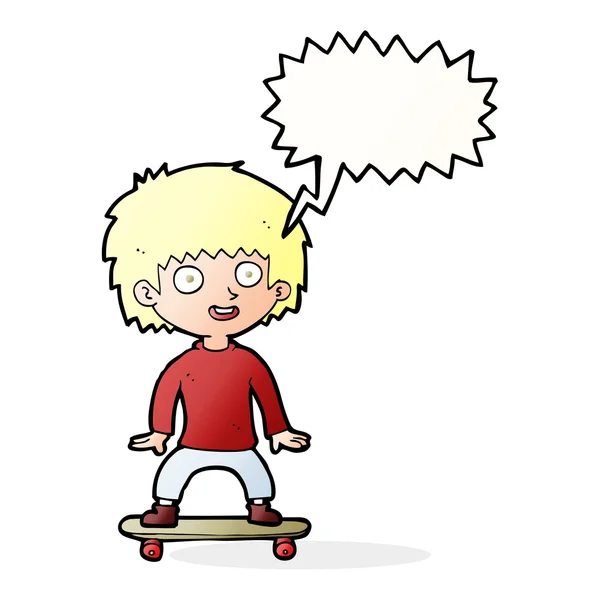 吹き出しとスケート ボードの漫画少年 — ストックベクタ