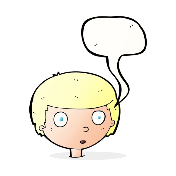 Cartoon curious boy with speech bubble — Stock Vector