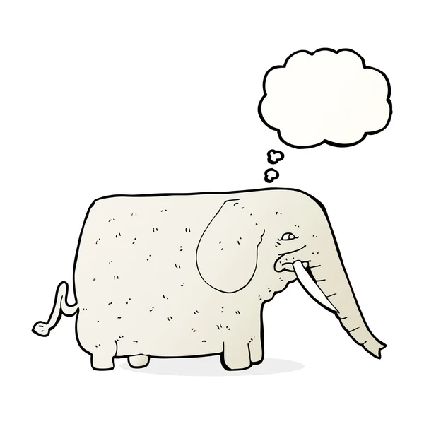 Dibujos animados elefante grande con burbuja de pensamiento — Vector de stock