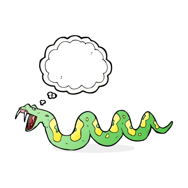 Cartone animato serpente velenoso con bolla di pensiero — Vettoriale Stock