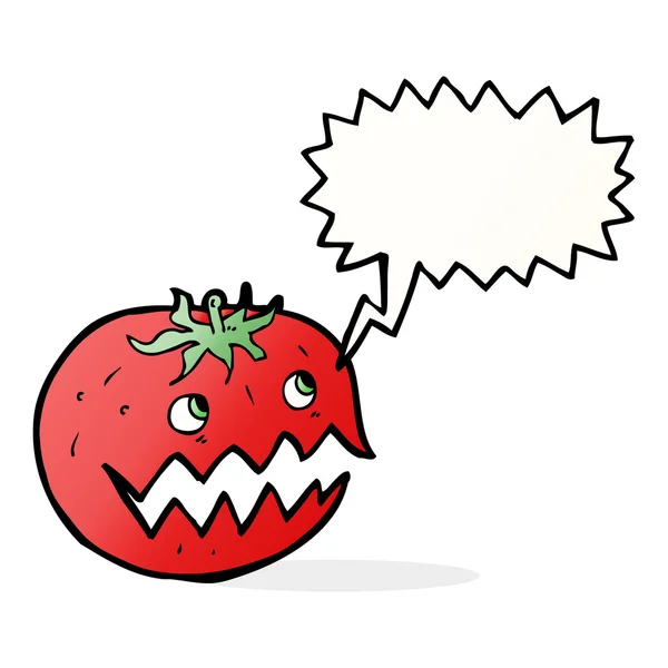 Cartoon tomato with thought bubble — Stock Vector