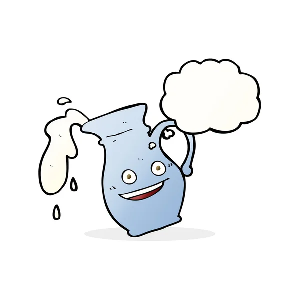 Cartoon brocca di latte con bolla di pensiero — Vettoriale Stock