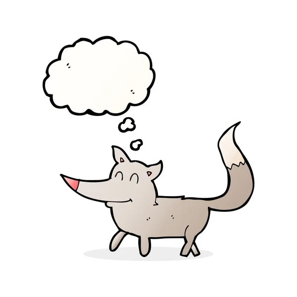 Cartoon kleine wolf met gedachte zeepbel — Stockvector