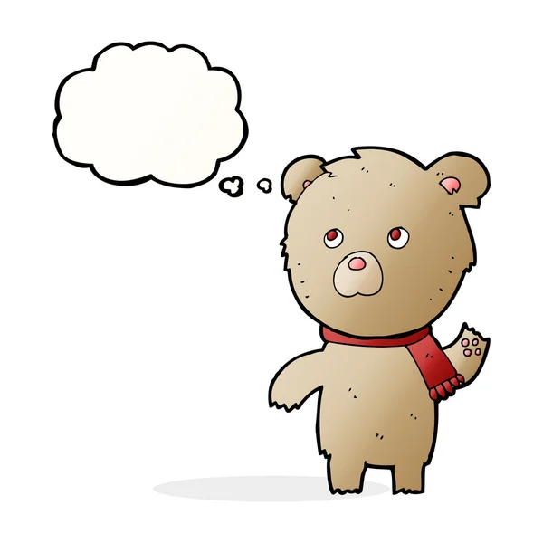 Cartoon teddy bear with thought bubble — Stock Vector