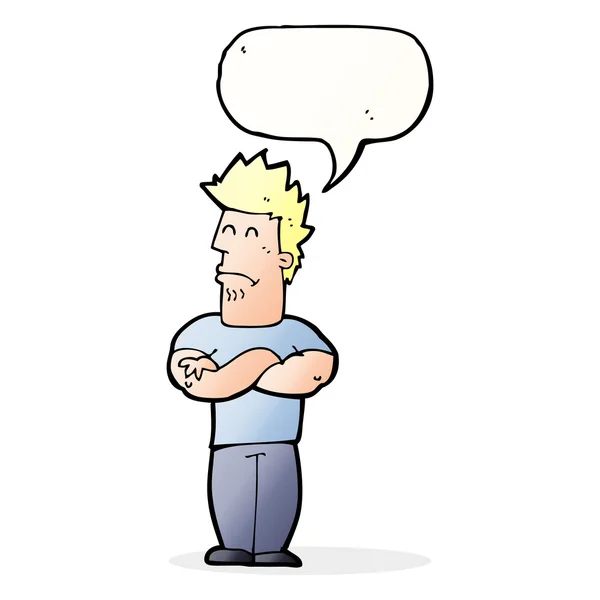 Καρτούν κατσούφιασμα άνθρωπος με φούσκα ομιλία — Διανυσματικό Αρχείο