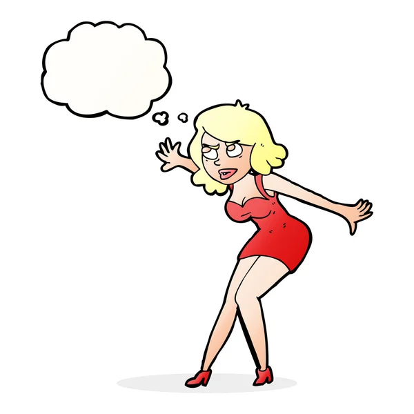 思考バブルを持つ漫画の女性スパイ — ストックベクタ