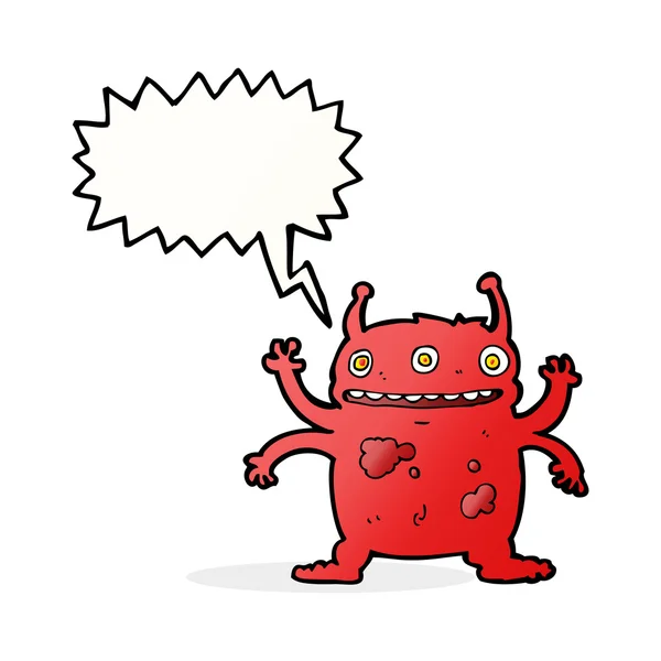 Dibujos animados monstruo alienígena con burbuja de habla — Vector de stock