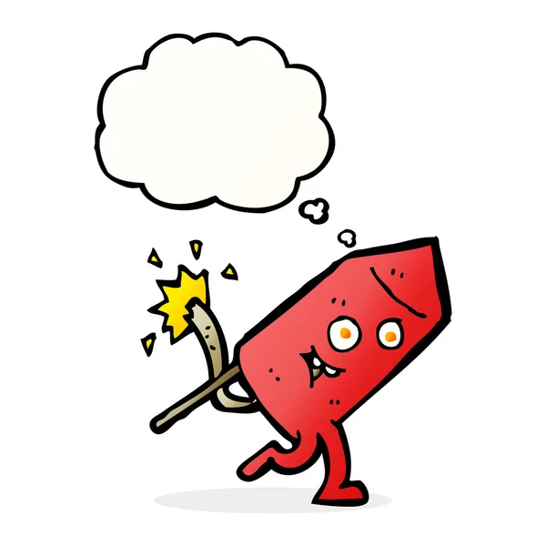 Cartoon funny firework character with thought bubble — Stock Vector