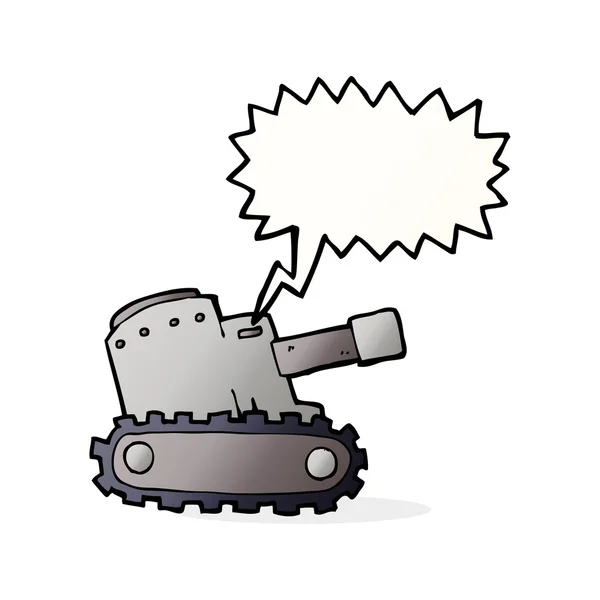 Cartoon army tank with speech bubble — Stock Vector