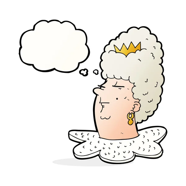 Karikatur Königin Kopf mit Gedankenblase — Stockvektor