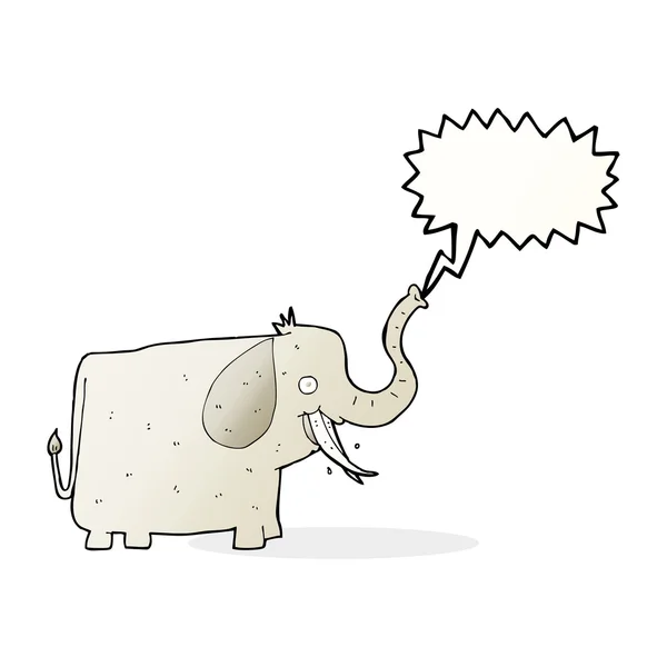 Dibujos animados elefante feliz con burbuja de habla — Archivo Imágenes Vectoriales