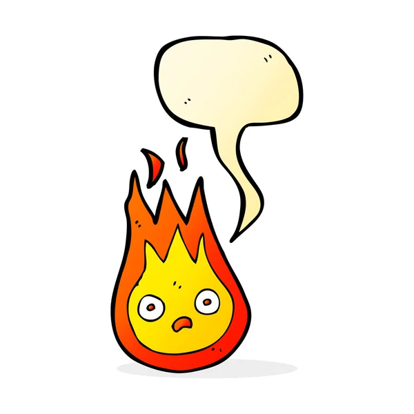 Boule de feu conviviale dessin animé avec bulle de parole — Image vectorielle