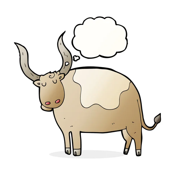 Cartoon ox with thought bubble — Stock Vector