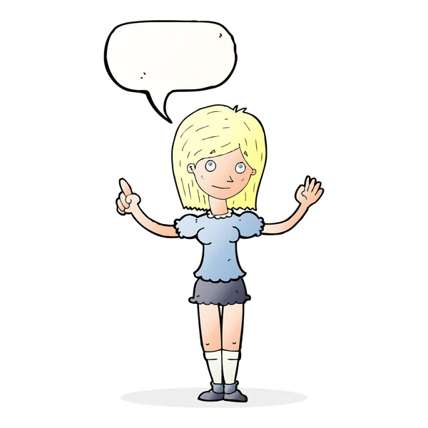 Cartoon mulher explicando ideia com bolha de fala —  Vetores de Stock