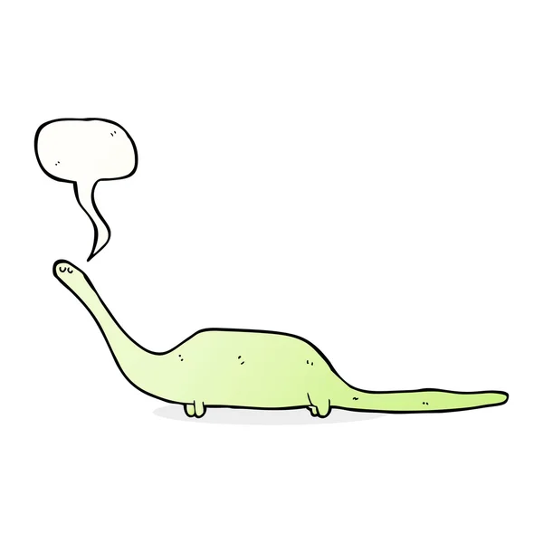 Dinosaurus kartun dengan gelembung ucapan - Stok Vektor